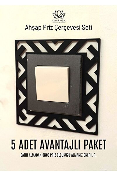 Karenza Home Dekoratif Desenli Priz Çerçevesi – Ahşap Duvar ve Priz Süsü Seti...