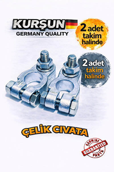 SELTEL 2 ADET Kurşun Akü Kutupbaşı Takım (+ ) (-) 8mm Krom Civata Marin Akü K...