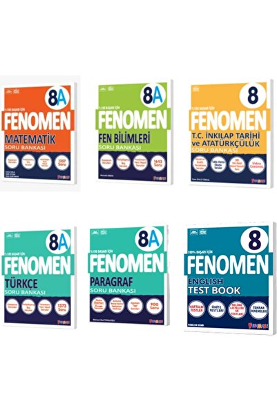 Fenomen Yayıncılık Fenomen yay.8 sınıf güncel A serisi soru bankası seti 6 kitap