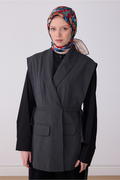 Belli Eșarfă roșie cu model floral multicolor, 100% mătase twill 4312-85