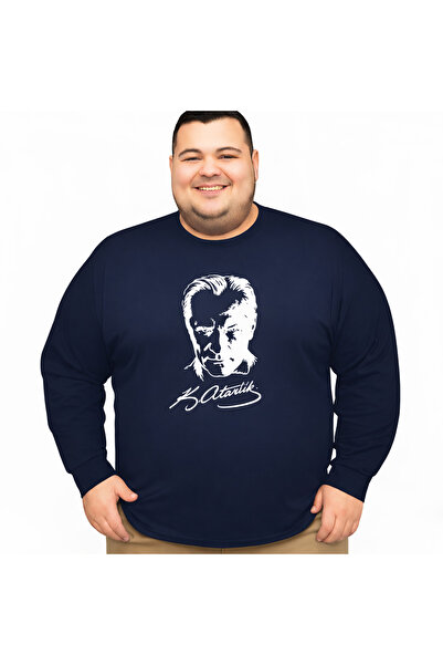 sngl Men's Large Size Long Sleeve Ataturk Printed T-Shirt 3XL 4XL 5XL 6XL 7XL...