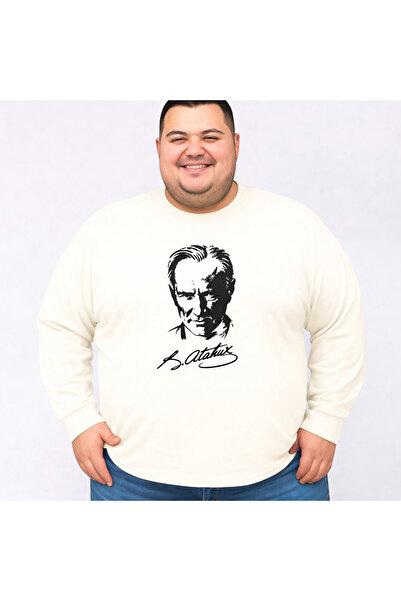 sngl Men's Large Size Long Sleeve Ataturk Printed T-Shirt 3XL 4XL 5XL 6XL 7XL...