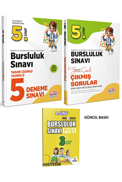 Editör Yayınevi Editör 5.Sınıf Bursluluk Sınavı Tamamı Çözümlü 5 Deneme+Çıkmı...