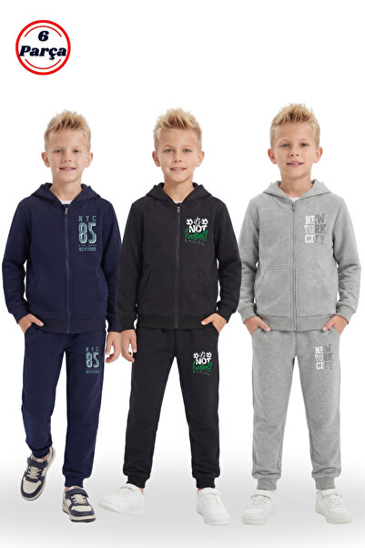 panios kids Σετ αθλητικής φόρμας 6 τεμαχίων για αγόρια με 3 φερμουάρ και λεπτ...