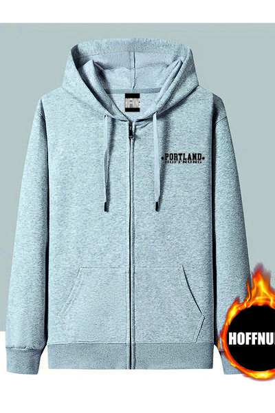 HOFFNUNG سترة قطنية كبيرة الحجم للجنسين مطبوع عليها "PORTLAND HOFFNUNG" بياقة...