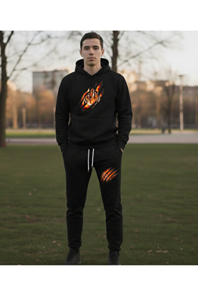 Eritqaa Men's Hooded Tiger Claw Printed Tracksuit Set