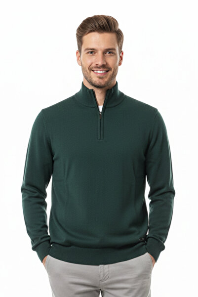 Pulltonic Мъжки пуловер с половин цип и рибарска яка