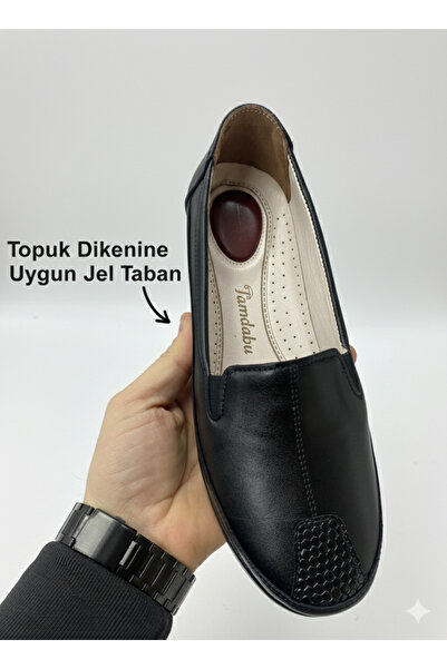 Tamdabu Ayakkabı Women's Genuine Leather Black Heel Spur Support Gel Sole Com...