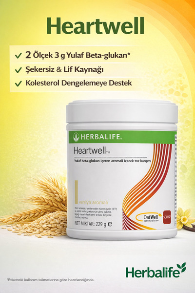 Herbalife Heartwell Yulaf Beta Glukan Tozu Şekersiz Vanilya Aromalı 229g
