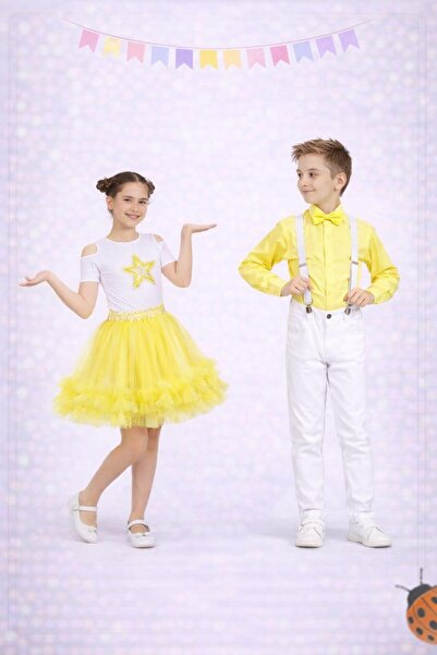 YSN 23 Nisan Erkek Kız Çocuk Gösteri Kıyafeti T-shirt Etek Pantolon Takım 2336