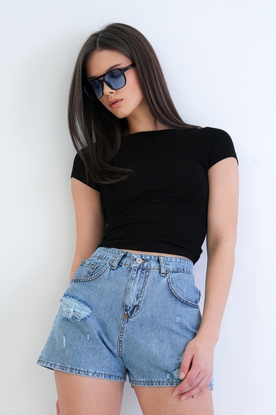 Trend Alaçatı Stili Women's Black Boat Neck Basic Modal Blouse Alc-X15270