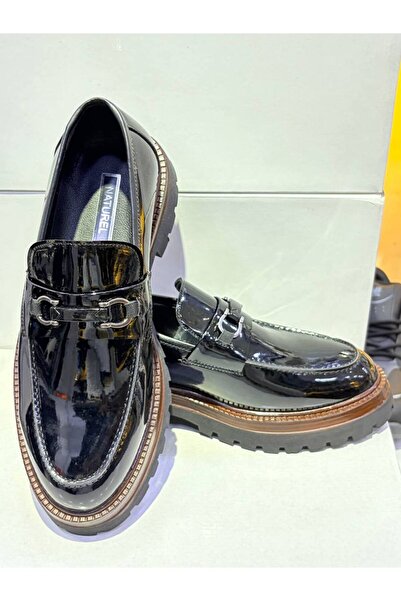 NATUREL Yüksek Taban Loafer Şık Erkek Rugan Ayakkabı