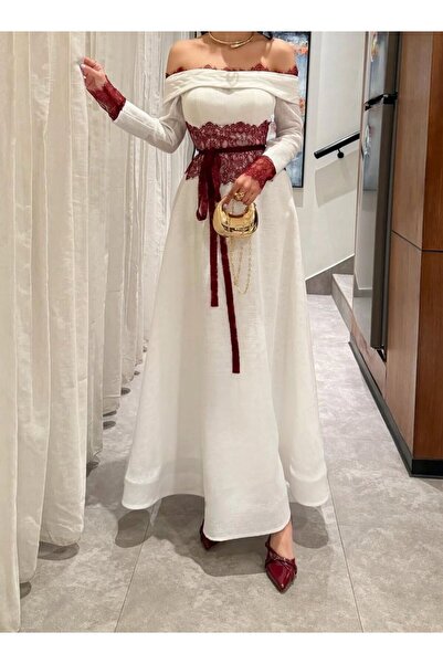 alweshah alahmar Off-shoulder long dress