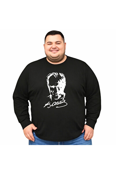 sngl Men's Large Size Long Sleeve Ataturk Printed T-Shirt 3XL 4XL 5XL 6XL 7XL...