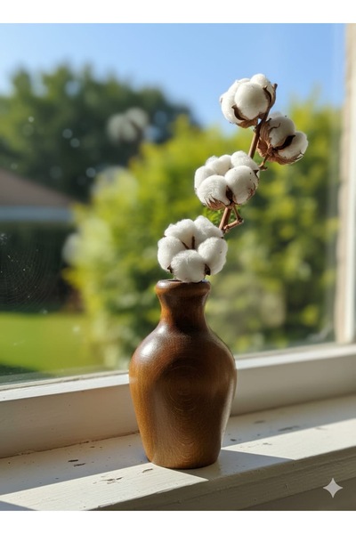 Woodya Kubbe model İskandinav tarzı minimalist el yapımı ahşap vazo kuru Çiçe...