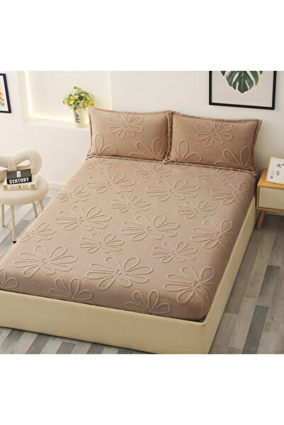FIONNA.RO Husa Cocolino Floricele Gofrate 180x200cm - Bej Cacao Cu Lapte