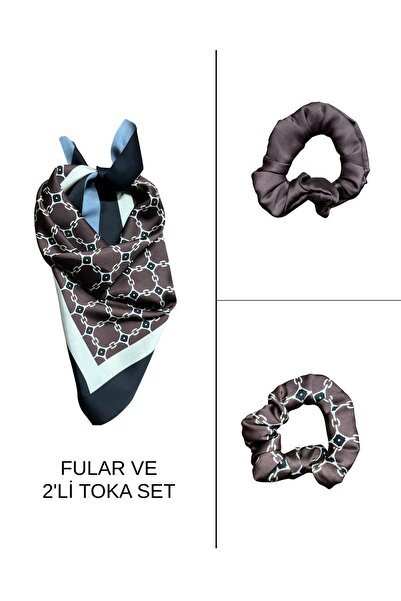 tarzınısec طقم وشاح ومشبك سيميت مطبوع رقميًا للنساء من فيندي - 1 وشاح (48×48 ...