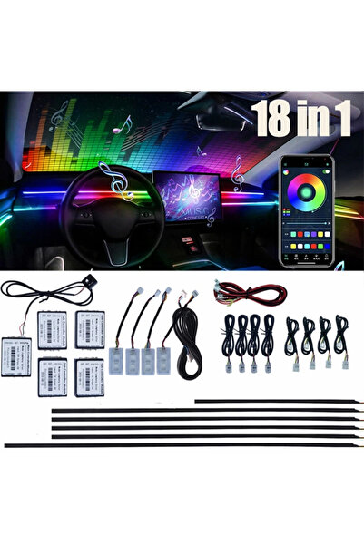 Güneş Oto Araç İçi Ambiyans LED Profesyonel Set | 64 Renk RGB | App Kontrollü...