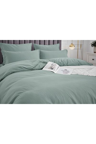 Crepe Bed Linen 6 Pieces, Casa Pucioasa, crepe cotton, mint green, complete bedroom set miniatura 3