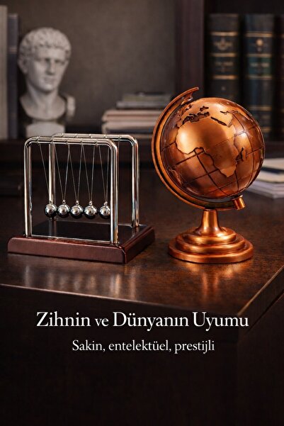 Lexi Bella Şık Gösterişli Ofis MasaÜstü Dekoratif Retro Metal Bronz Dünya Kür...