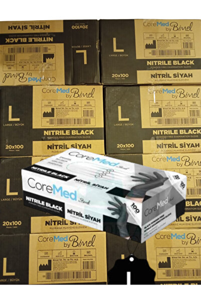Ecoflex 20 paket Çok Amaçlı Gıdaya Uygun Siyah Nitril Pudrasız Eldiven 100'lü...