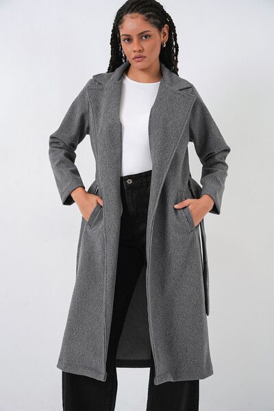 Hiccup Bdart Double-Breasted Collared Belted Cashmere Jacket