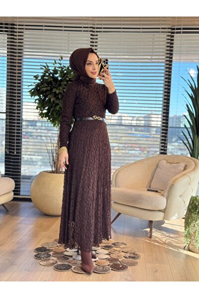 ALANURMODA Kemerli Dantel Elbise