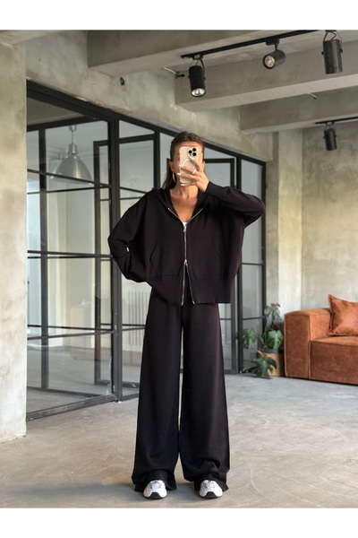 Çift Fermuarlı Oversize Triko Takım