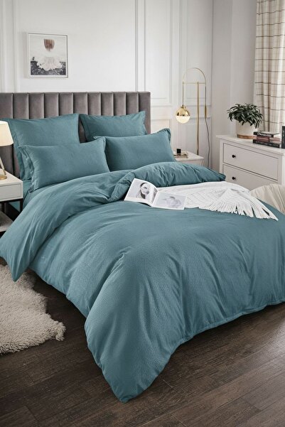 Casa Pucioasa Crepe Bed Linen 6 Pieces, Casa Pucioasa, normal sheet, petrol g...