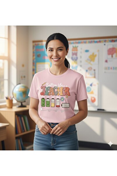 PENTHİLUS Battery Life of a Teacher T-Shirt - Teacher-Specific Design Relaxed...