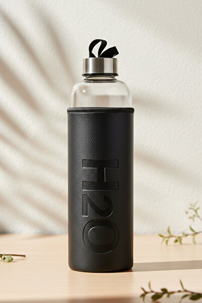 Snippy H2O - Cam Matara Deri Kılıflı Suluk Su Şişesi Cam Matara 1000 ml