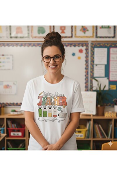 PENTHİLUS Battery Life of a Teacher T-Shirt - Teacher-Specific Design Relaxed...