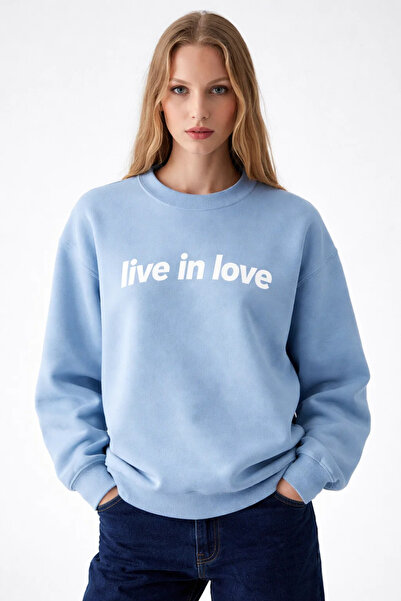 COMBİNE MİCHAİL Hanorac de damă B.Mavi cu imprimeu Live İn Love
