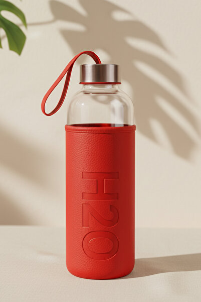 Snippy H2O - Cam Matara Deri Kılıflı Suluk Su Şişesi Cam Matara 1000 ml