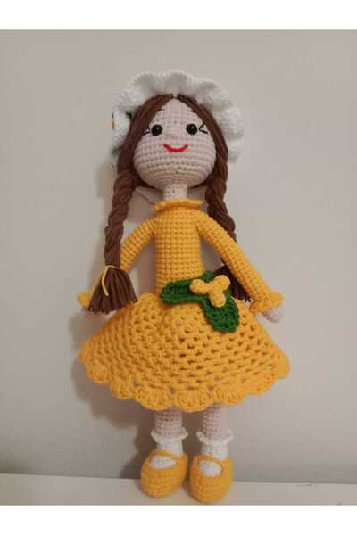 evim oyuncak dünyası File Etekli Sarı Kokina Bebek Amigurumi Organik