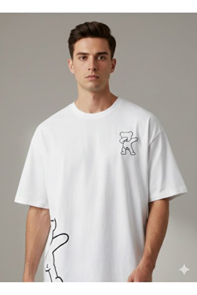 PENTHİLUS Cute Bear Print Unisex T-Shirt - Relaxed Fit Unisex T-Shirt