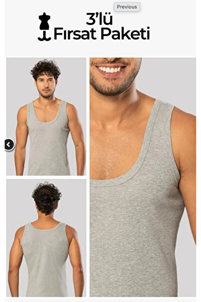 Erdem Men'S, Grey, Ribbed 3-Piece Undershirt