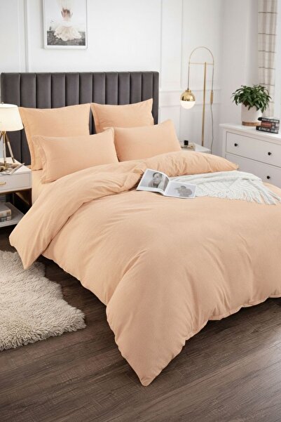 Casa Pucioasa Crepe Bed Linen 6 Pieces, Casa Pucioasa, peach beige color, com...