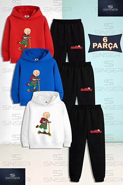 SS SİNSER Children's Unisex Calilou Scuter Ustunde 3-Piece Hooded Tracksuit Set