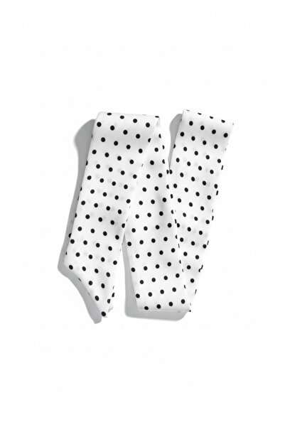 maia وشاح طويل من الفيسكوز باللون الأبيض مع نقاط سوداء صغيرة - 150×6 سم - منا...