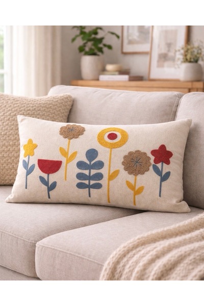 metin tekstil Punch Processing Rectangular Linen Throw Pillow Cover