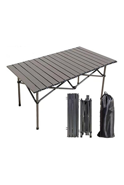 OKAE A compact and practical black roll-up folding camping table for trips an...