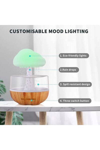 Generic Cloud and Raindrop Humidifier with Gradient Colorful Atmosphere Light...