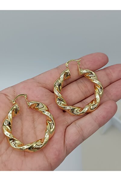 LAgül Aksesuar Özel Kalın Burma Tasarımı ile Modern Şık Büyük Halka Model Küpe