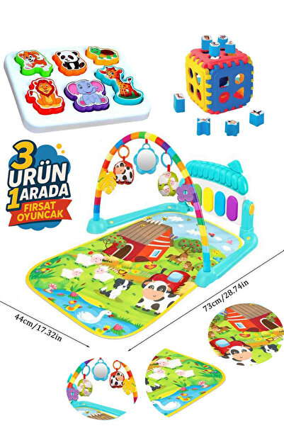 oruçoyuncak Piyanolu Aynalı Dişlikli Peluşlu Oyun Halısı Müzikli Jimnastik Me...