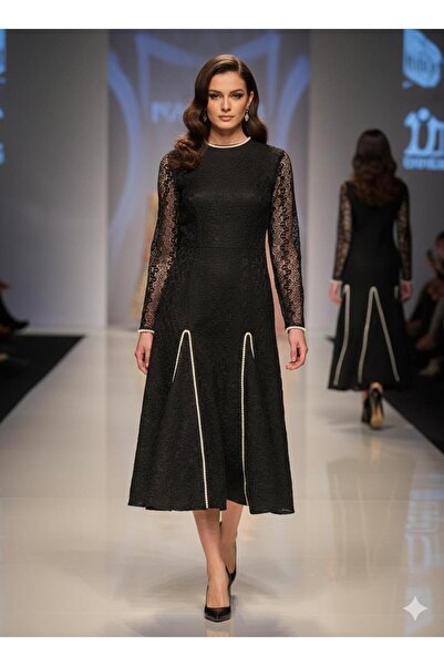 KALDE Black Lace midi dress