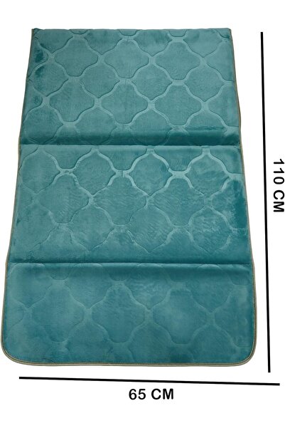 Yuwell YU WELL Foldable Prayer Mat Back Support & Carrying Bag, 2-in-1 Rug Soft Velvet 110×65CM Mrine Blue