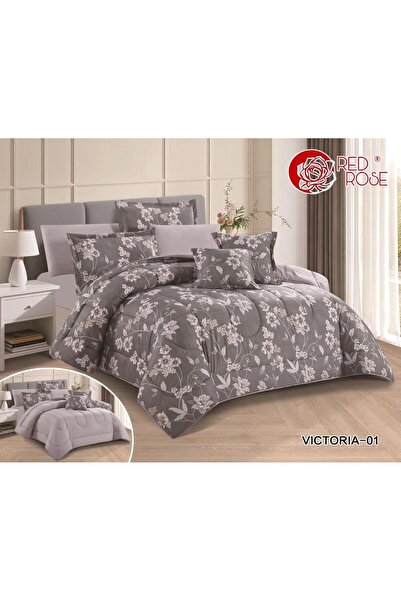 Red Rose Victoria Summer Bedspread Set, Single and a Half Size, 5 Pieces, Mic...