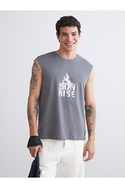 LC Waikiki Crew Neck Printed Combed Cotton Men's Sleeveless T-Shirt