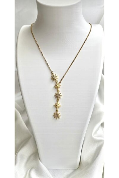 Çelik Pusula Yıldız Desen Kolye